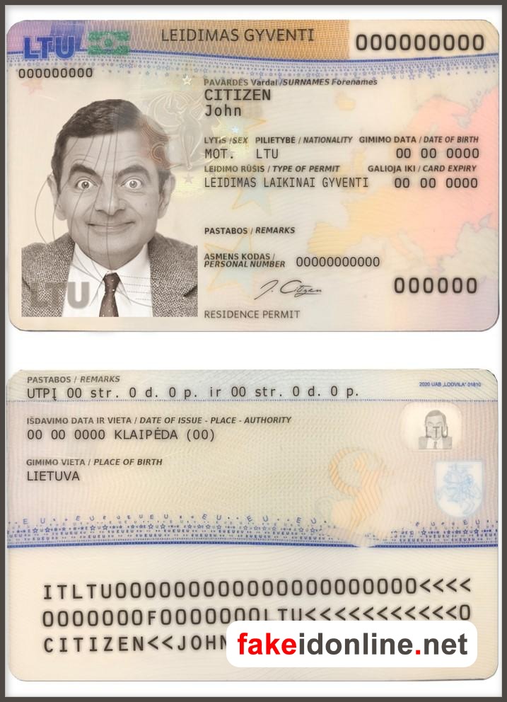 Lithuania Resident Permit Card PSD Template